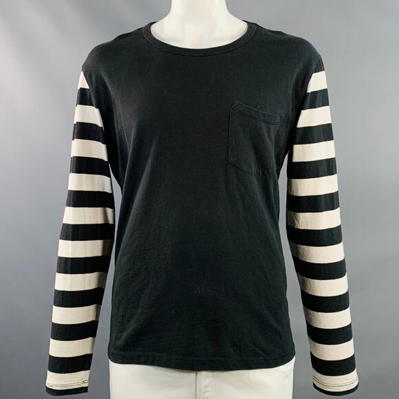 FREENOTE CLOTH Other - FREENOTE CLOTH Size XL Shifter Black Off White Stripe Cotton One Pocket Pullover